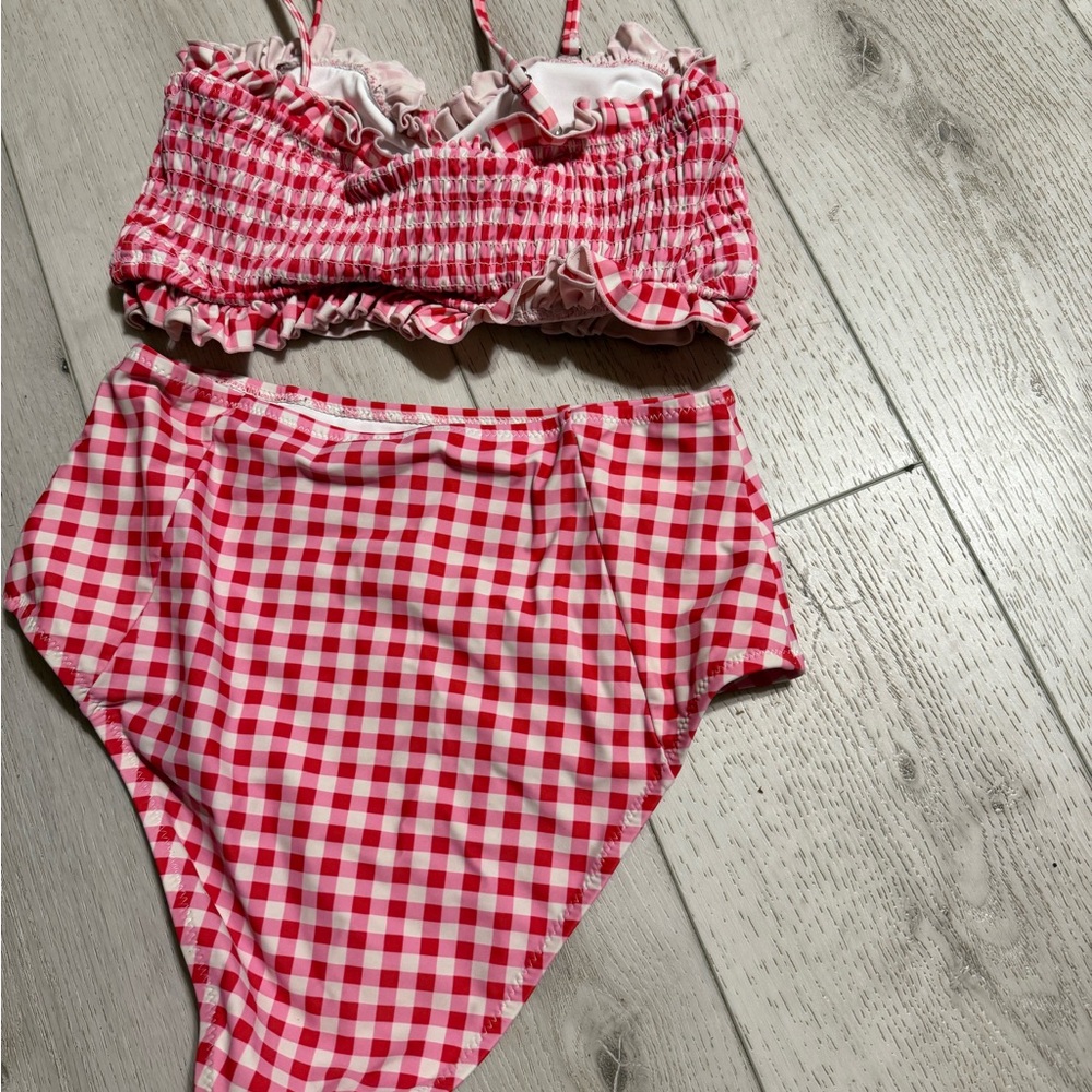 Red and White Gingham Bikini Set. Only worn a couple times in good condition